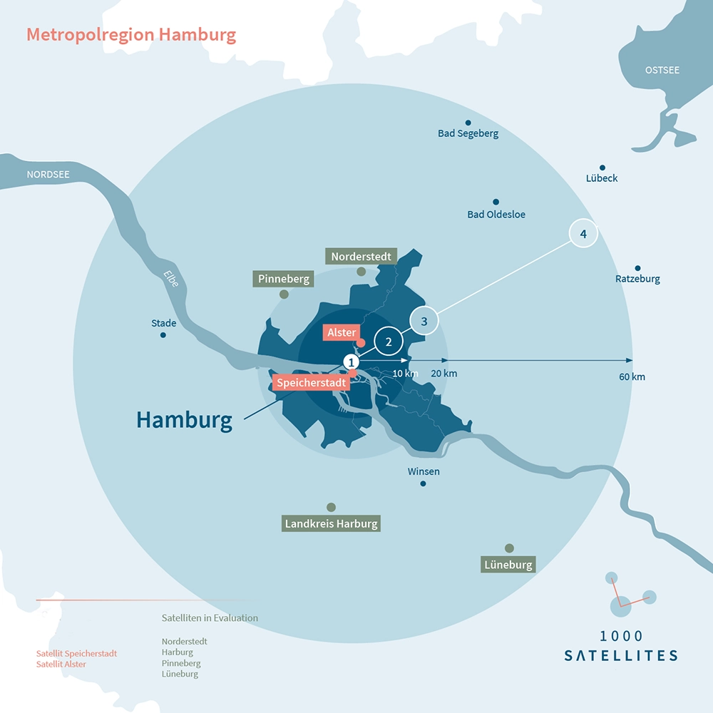 Grafik Standortkarte Hamburg der 1000 Satellites