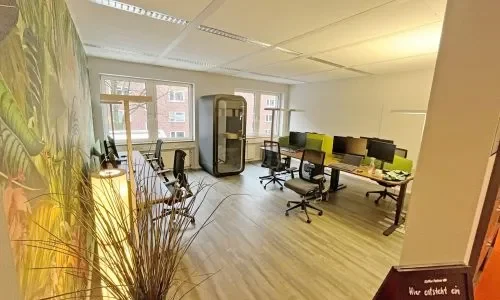 Coworkingbereich im Satelliten Hamburg Speicherstadt von 1000 Satellites