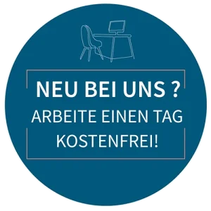 Eine Grafik mit dem Hinweis auf einen kostenlosen Probetag in einem 1000 Satellites Satelliten in Deiner Nähe